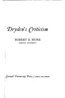 Dryden's criticism  Cover Image