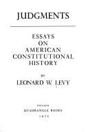 Judgments; essays on American constitutional history  Cover Image
